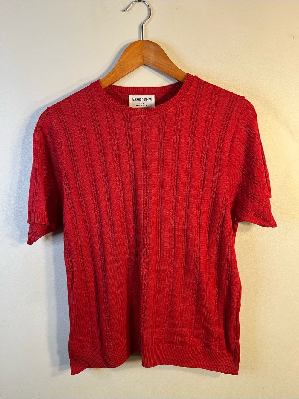 Alfred Dunner Bright Red Cable Knit Short Sleeve Sweater